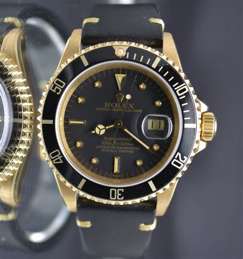 rolex submariner solid gold 16618 16808|solid gold rolex submariner for sale.